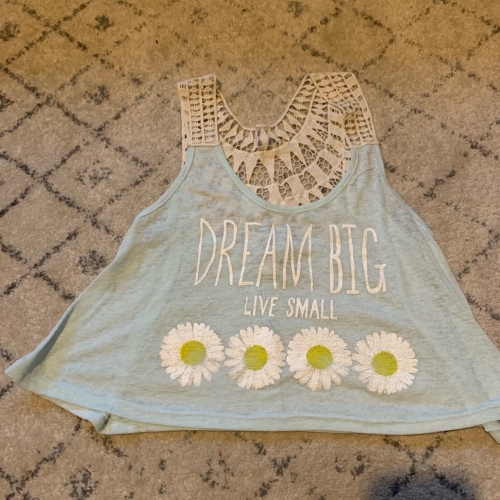*sold*Beautiful sheer blue crochet racerback tank top